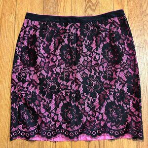 NWT Anthropologie Yoana Baraschi Pink & Black Lace Overlay Skirt 6